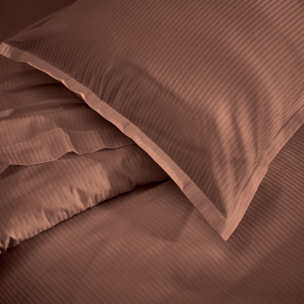 Drap satin de coton rayures ton sur ton - Marron Foncé