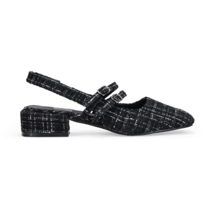Zapatos Mary Jane destalonados negros con tacón