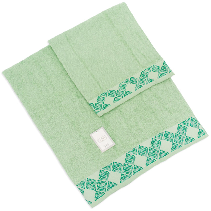 SET ASCIUGAMANI COTTON MANIA - CLESSIDRA - VERDE CHIARO SALVIA