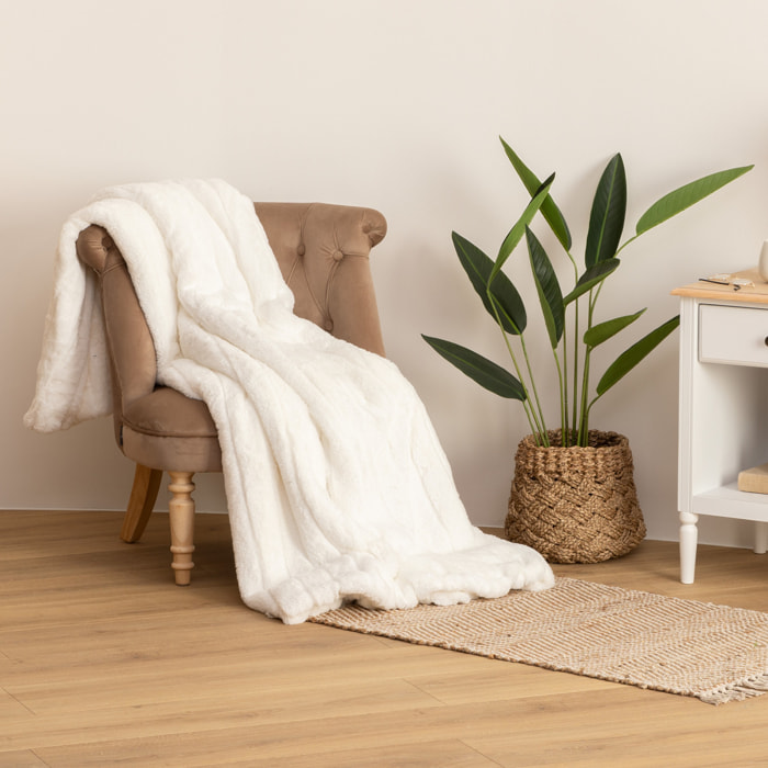 Plaid "Manoir" fausse fourrure blanc 180x230cm