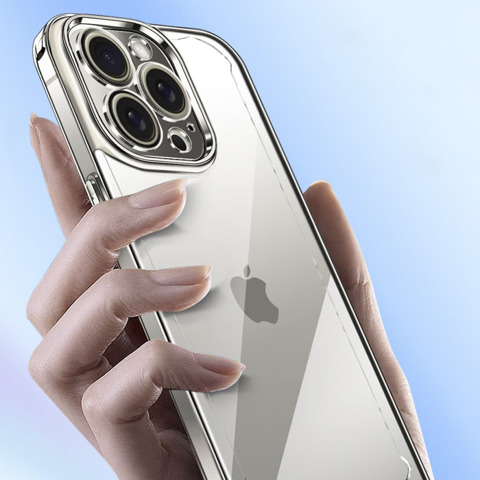 DAM Custodia  Anti-Shock Armor Trasparente con Bordi Rinforzati e Protezione Fotocamera per iPhone 15 Pro Max 7,95x1,11x16,27 Cm. Colore trasparente
