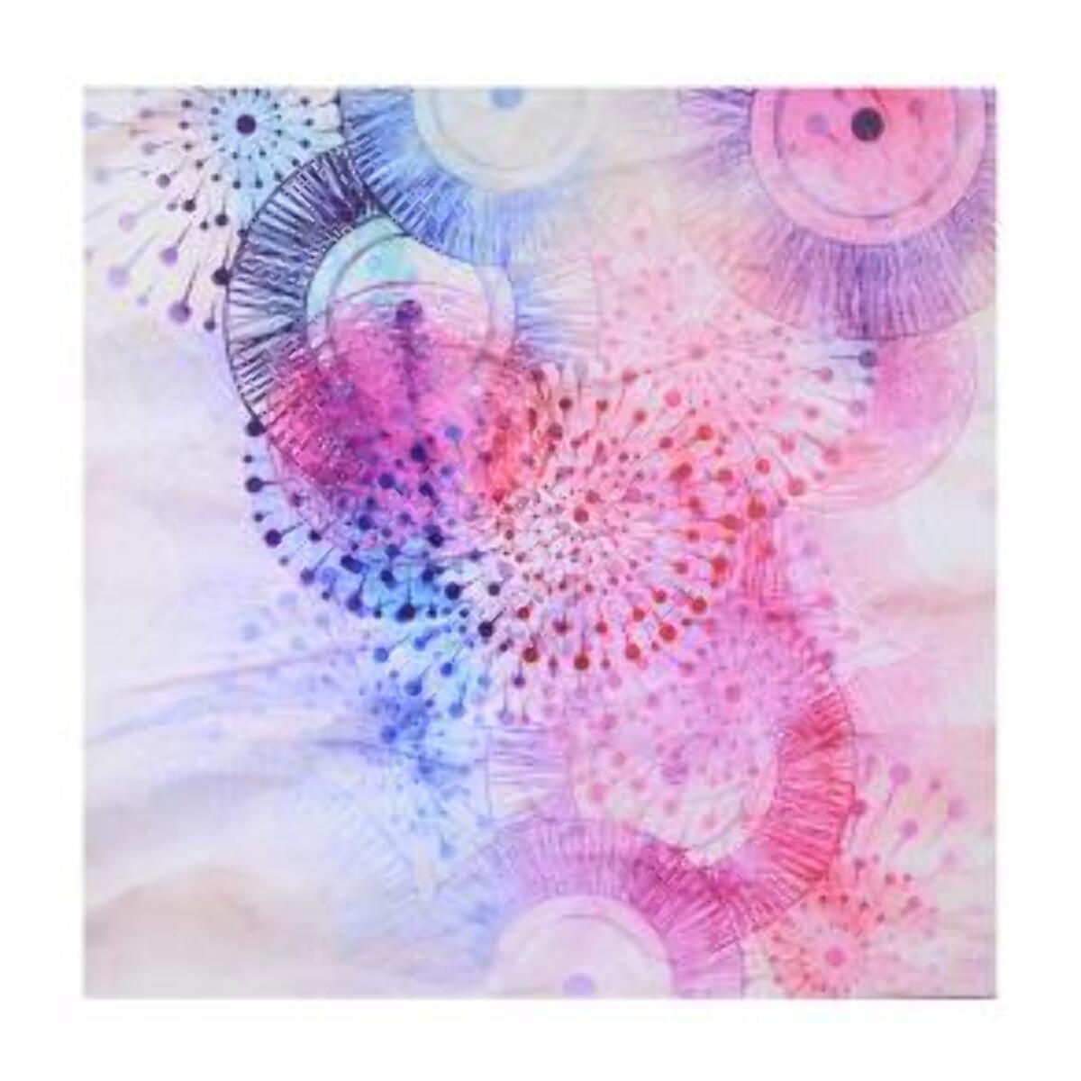 Quadro stampa con bluetooth blu e fucsia cm60x60x4