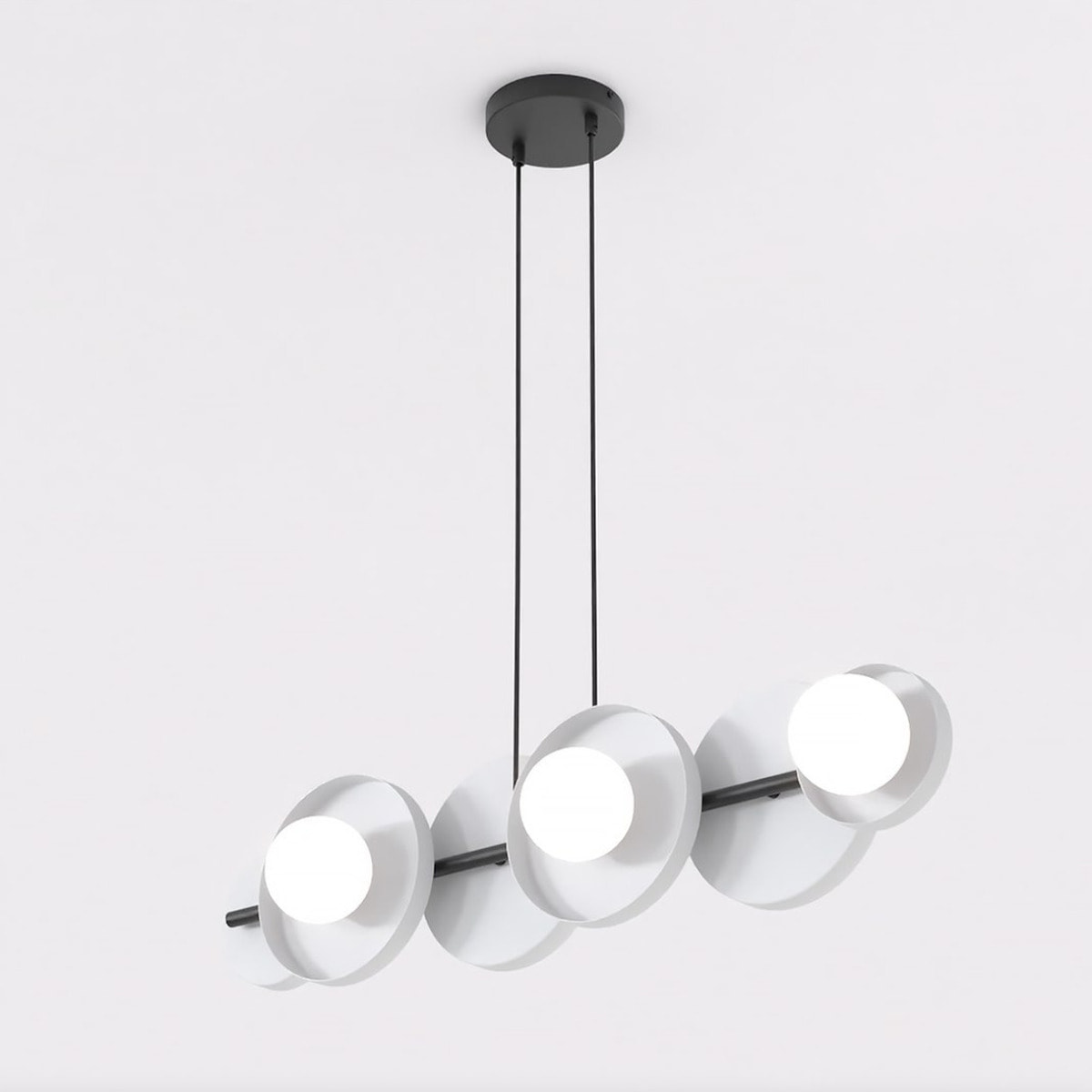 Lampada a sospensione Model in acciaio grigio e vetro