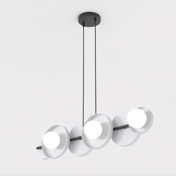 Lampada a sospensione Model in acciaio grigio e vetro