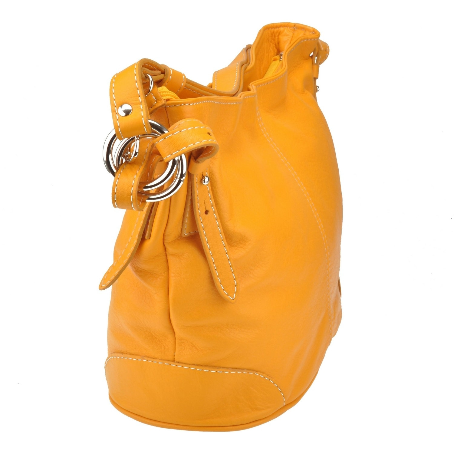 Borse Donna colore Giallo-in pelle Made in Italy 34x24x12cm