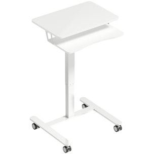 Bureau assis-debout mobile réglable table de lit 2 en 1 acier MDF blanc