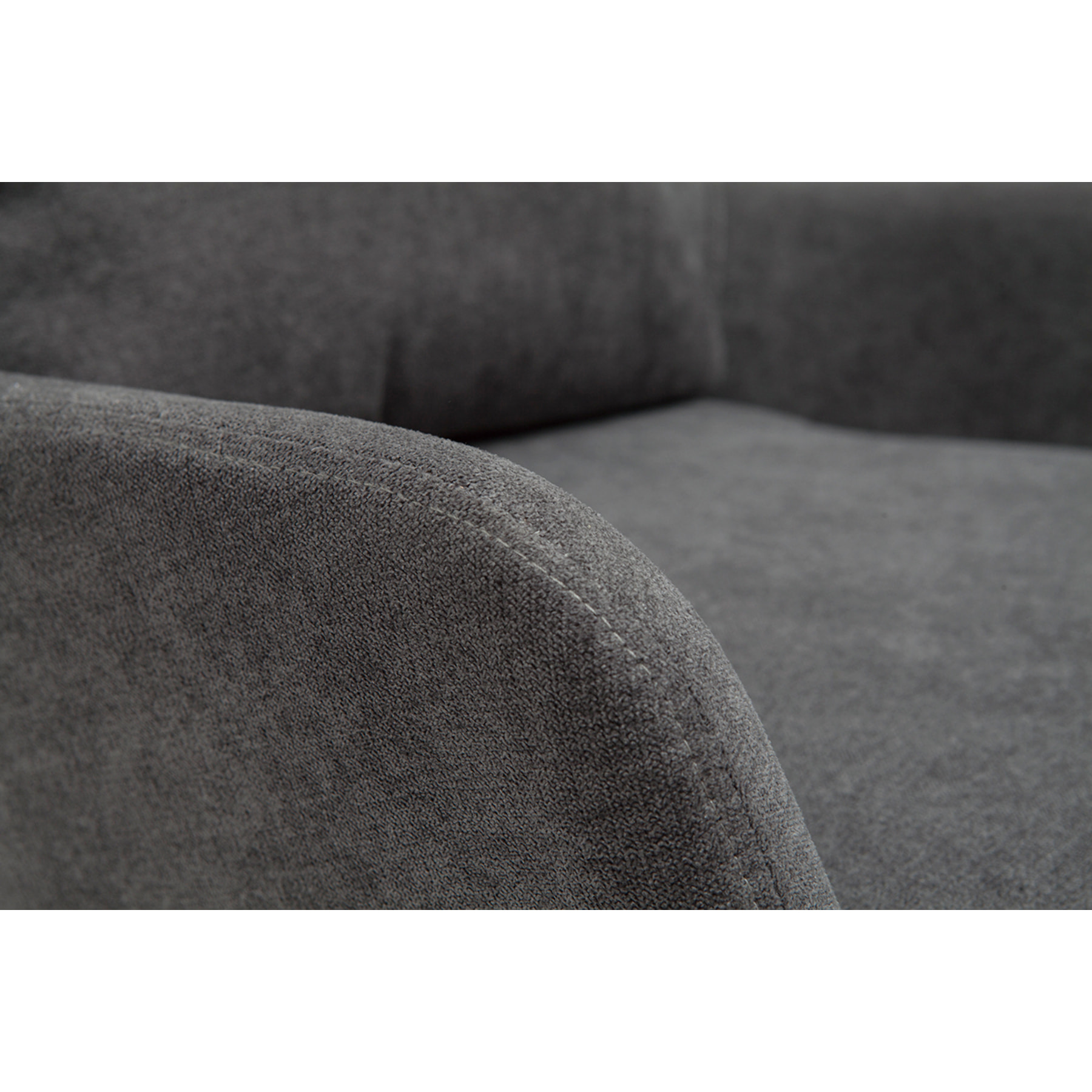 Fauteuil design en tissu effet velours gris foncé et métal noir MAXINE