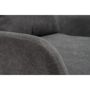 Fauteuil design en tissu effet velours gris foncé et métal noir MAXINE