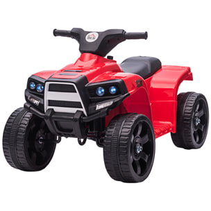 Quad Eléctrico Niños de 18-36 Meses Batería 6V Faros Bocina 65x40x43 cm Rojo