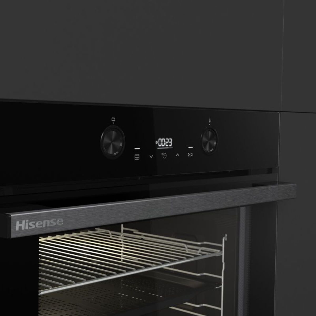 Four encastrable HISENSE BI64223EPBG - Pyrolyse, Mode Pizza 300 C, Air Fry, Cavité EvenBake, 77L