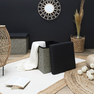 Coffre Pouf Pliable Tresse Noir