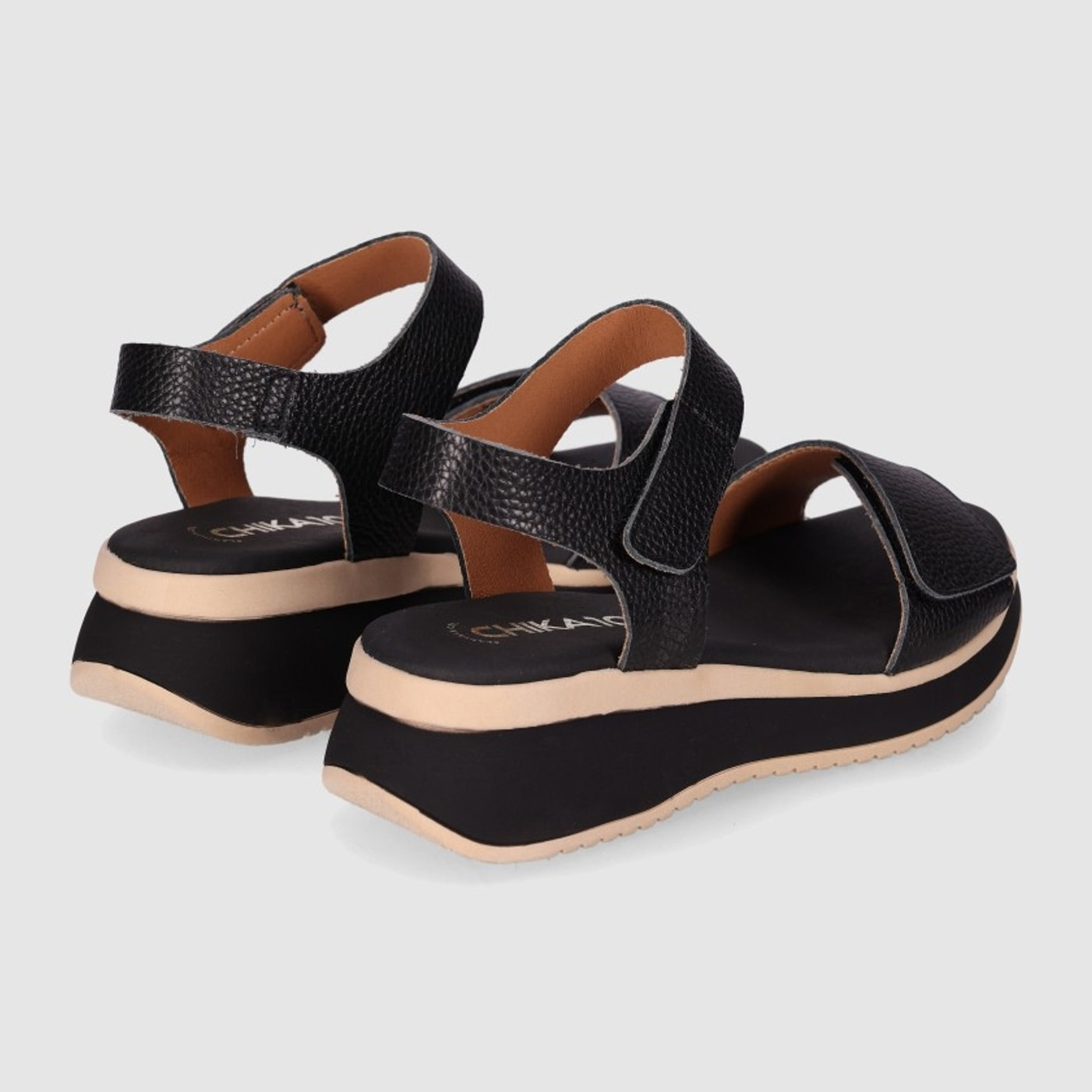 Sandalias de Piel - Negro - Tacón: 4 cm