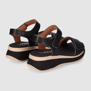 Sandalias de Piel - Negro - Tacón: 4 cm