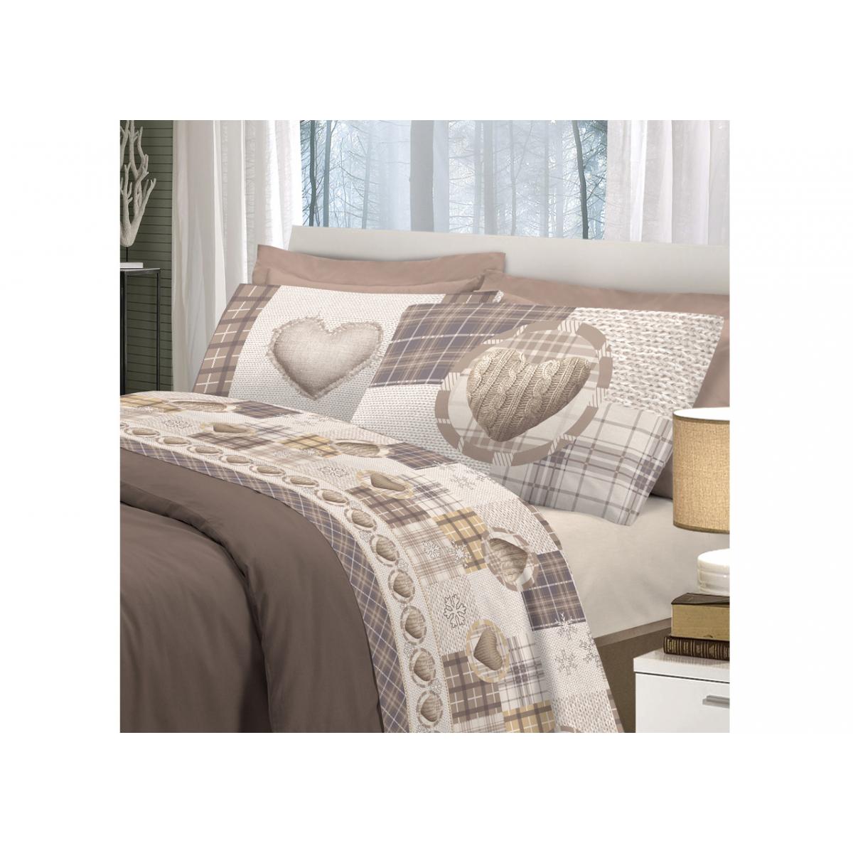 Completo Lenzuola 100% Cotone Love Mountain Beige