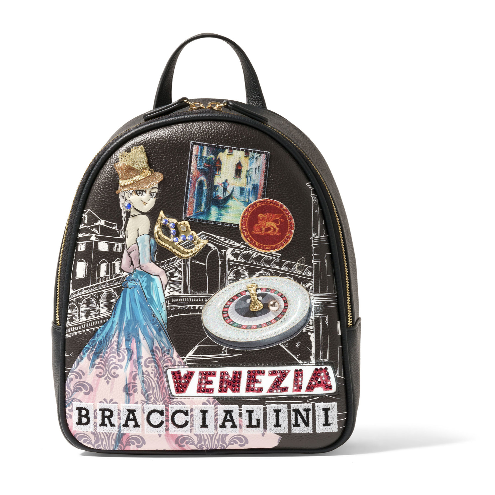 Zaino  da donna In Poliestere e Poliuretano Prodotto artigianale 24x29x12 cm