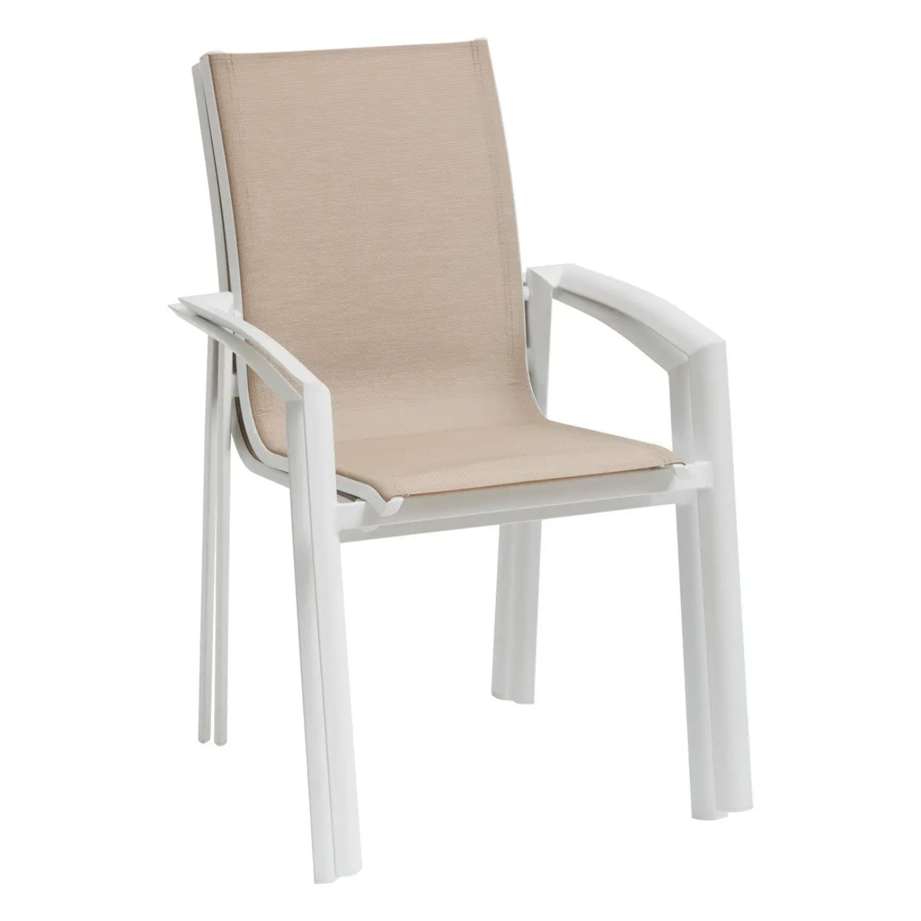 Fauteuil de jardin empilable "Axant" lin & blanc en aluminium traité époxy
