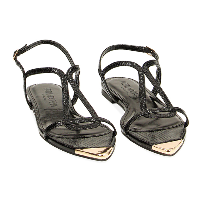 Sandali bassi neri in pitone