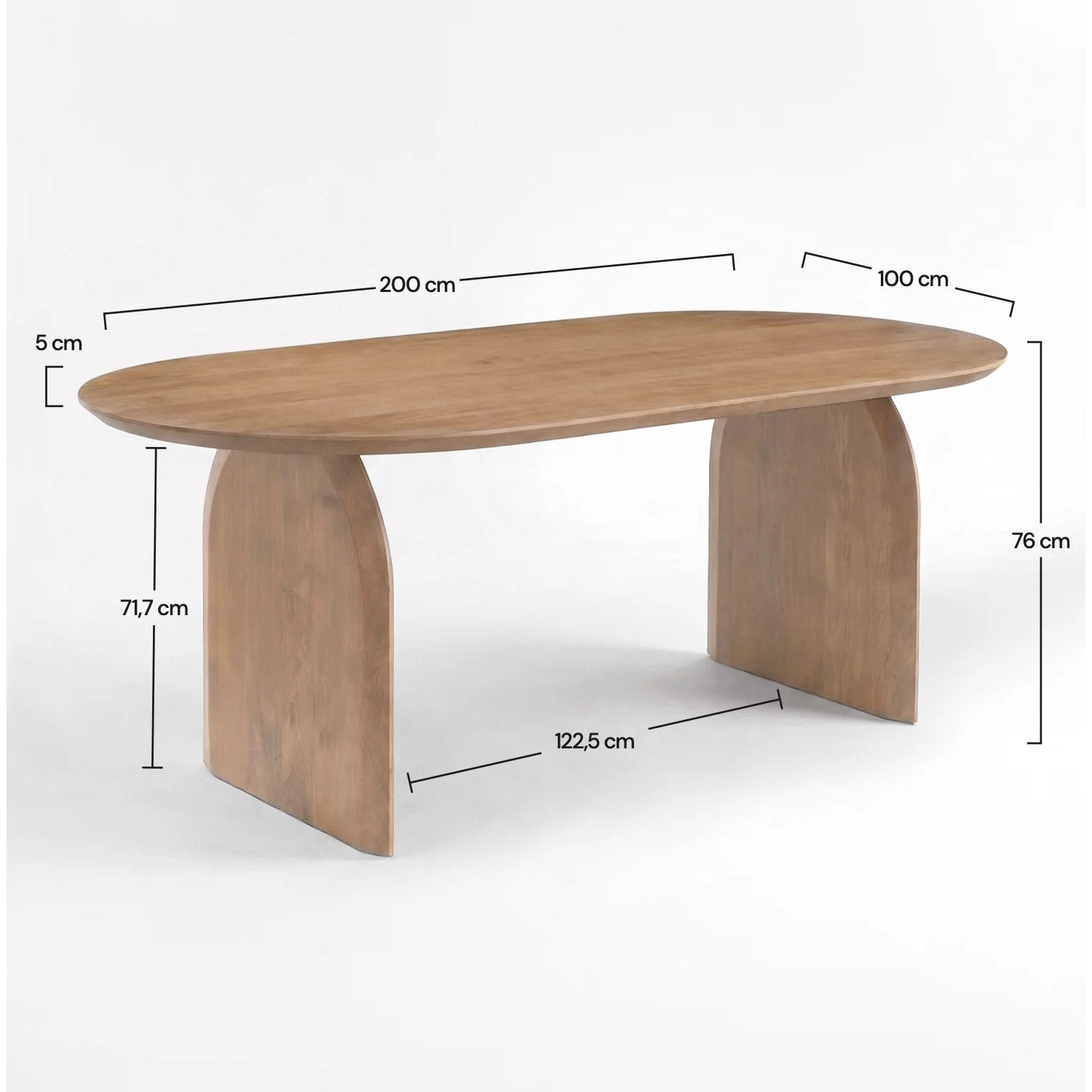 Table ovale en bois de manguier massif marron clair 6 places - Alix