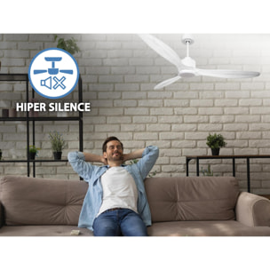 Ventilateur de plafond Réversible  Thermostat Dimmable Wifi Moteur à courant continu Toits en pente Télécommande Lumière à trois tons Hypersilence Mémoire