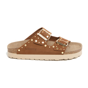Sandalia Plataforma Cuero Mujer BILLOWY MARRON