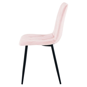Set di 2 sedie Libra in velluto rosa chiaro con gambe nere