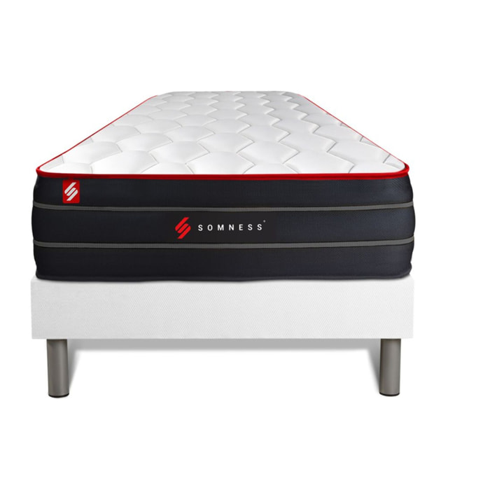 Ensemble Matelas Sommier 90x190 cm - Sommier Blanc (déjà monté) - Boost