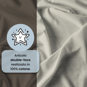 COMPLETO LETTO NATURAL COLOR, 100% Cotone, Made in Italy - MARRONE/PANNA