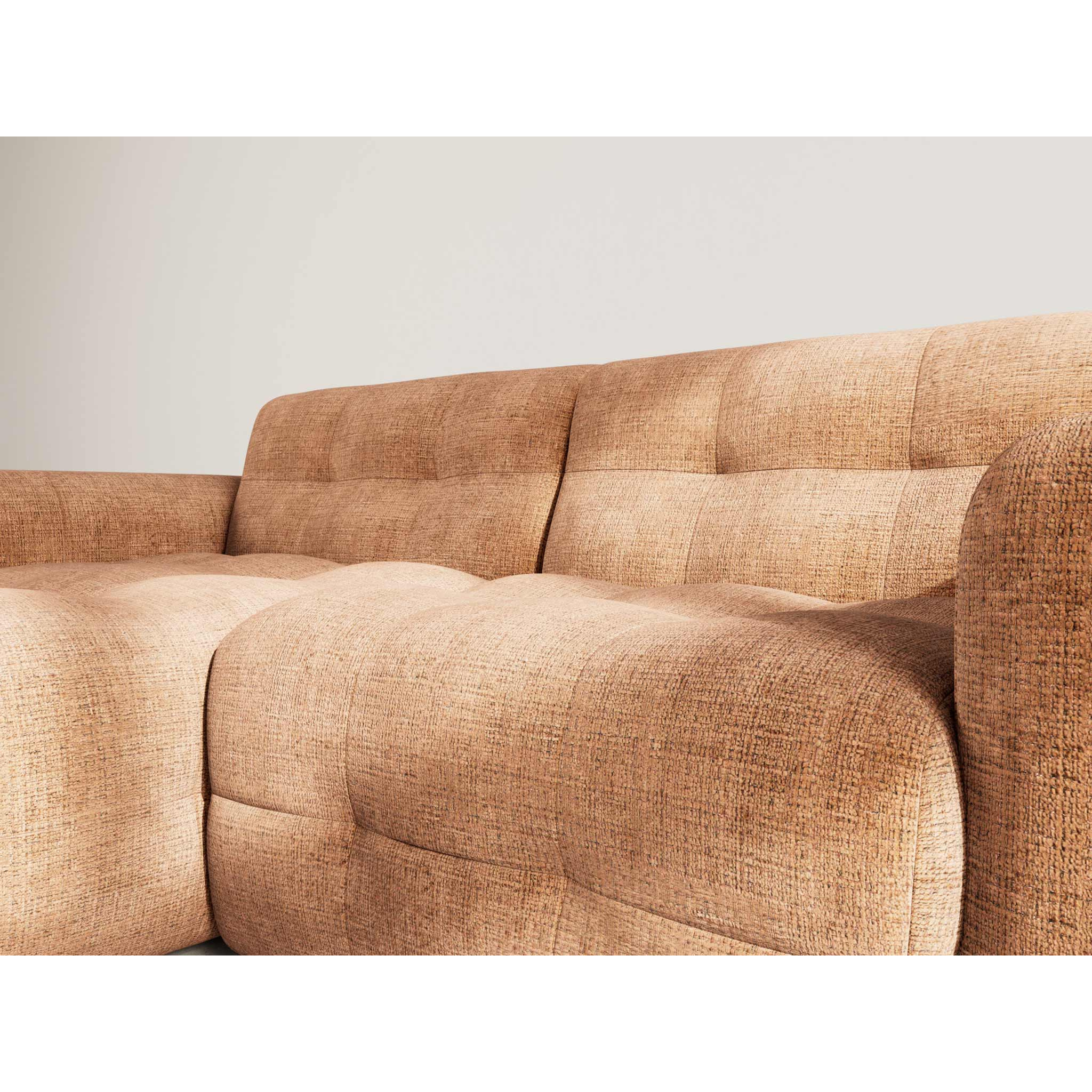 Diane - Canapé d'angle gauche 4 places en velours texturé - Terracotta