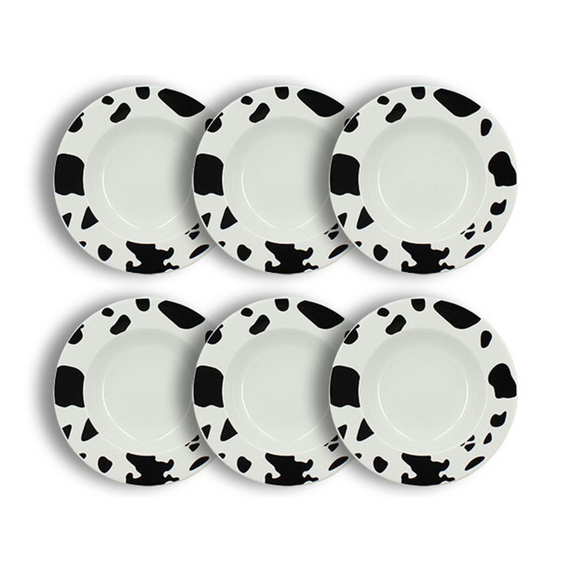 Lot de 6 assiettes creuses vache 20cm en porcelaine  ANIMALS