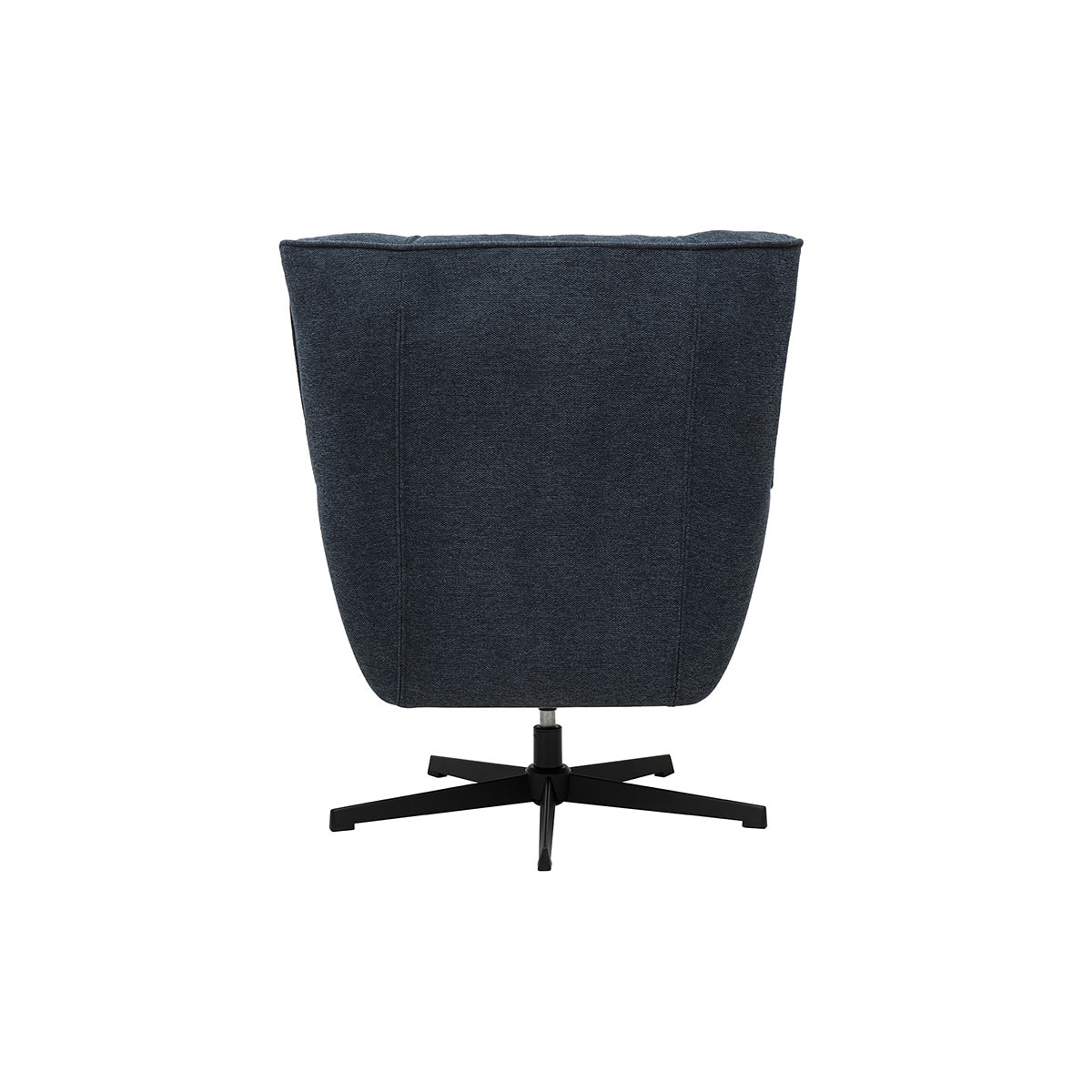Fauteuil scandinave pivotant en tissu effet velours texturé bleu foncé et métal AVERY
