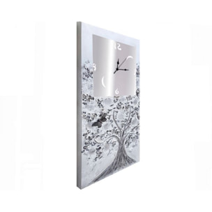 Reloj artesanal de pared Árbol Mariposa - Plata