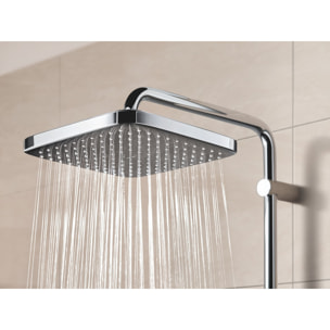 Pack douche : Porte coulissante 120cm + Colonne de douche avec mitigeur thermostatique Grohe + Receveur 120x90cm Blanc