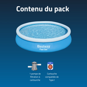 Bestway Piscine gonflable ronde Bestway Fast Set 366 x 76 cm bleu
