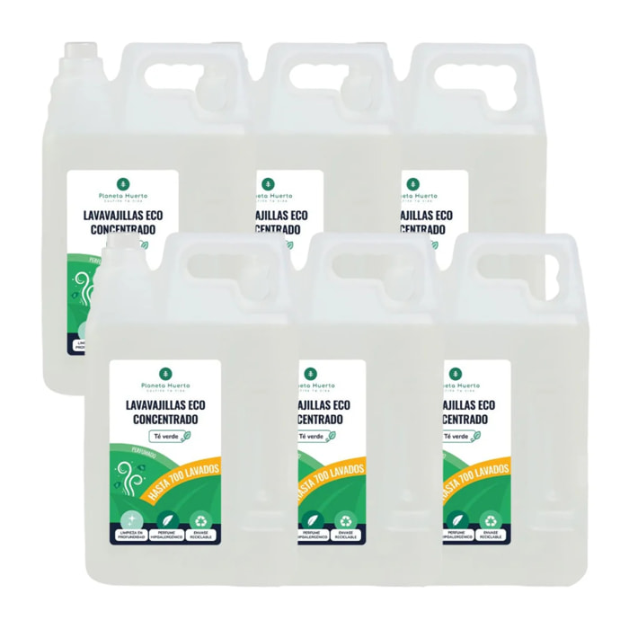 Pack 6xLavavajillas Manual  Té Verde ECO  Planeta Huerto 5l