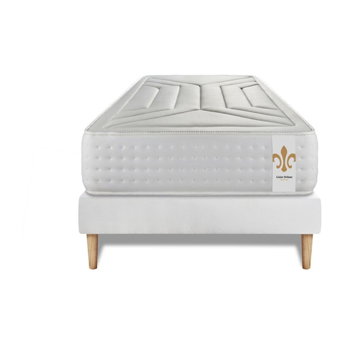 Ensemble Matelas Vingt-Quatre - 24cm - Ressorts ensachés et mémoire de forme - Soutien sur mesure - Sommier kit Blanc