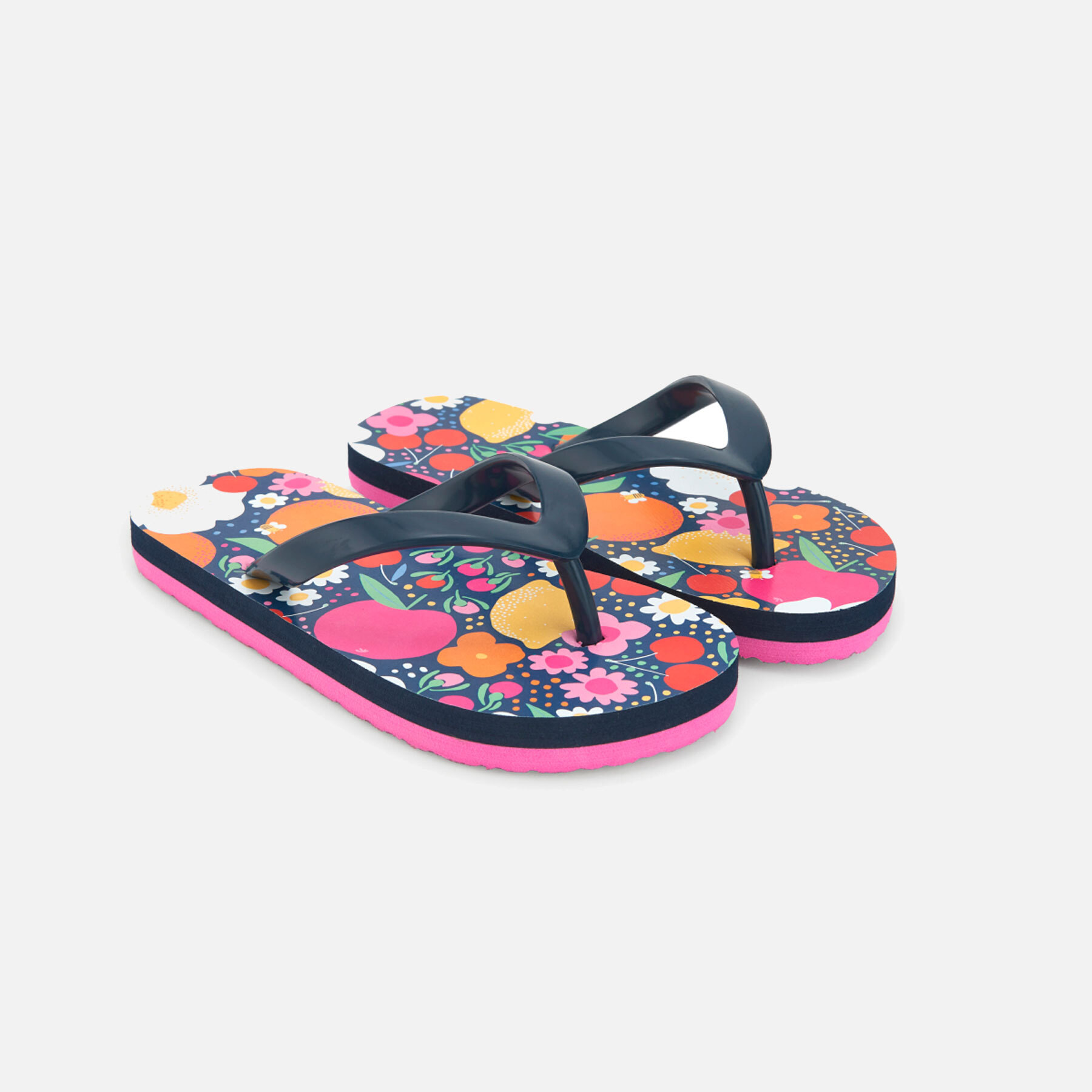 Chanclas estampadas con flores de color fucsia, Chanclas