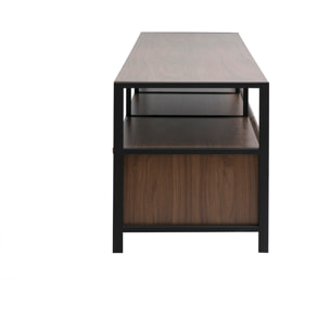Meuble TV finition bois foncé noyer et métal noir L180 cm MAXENCE