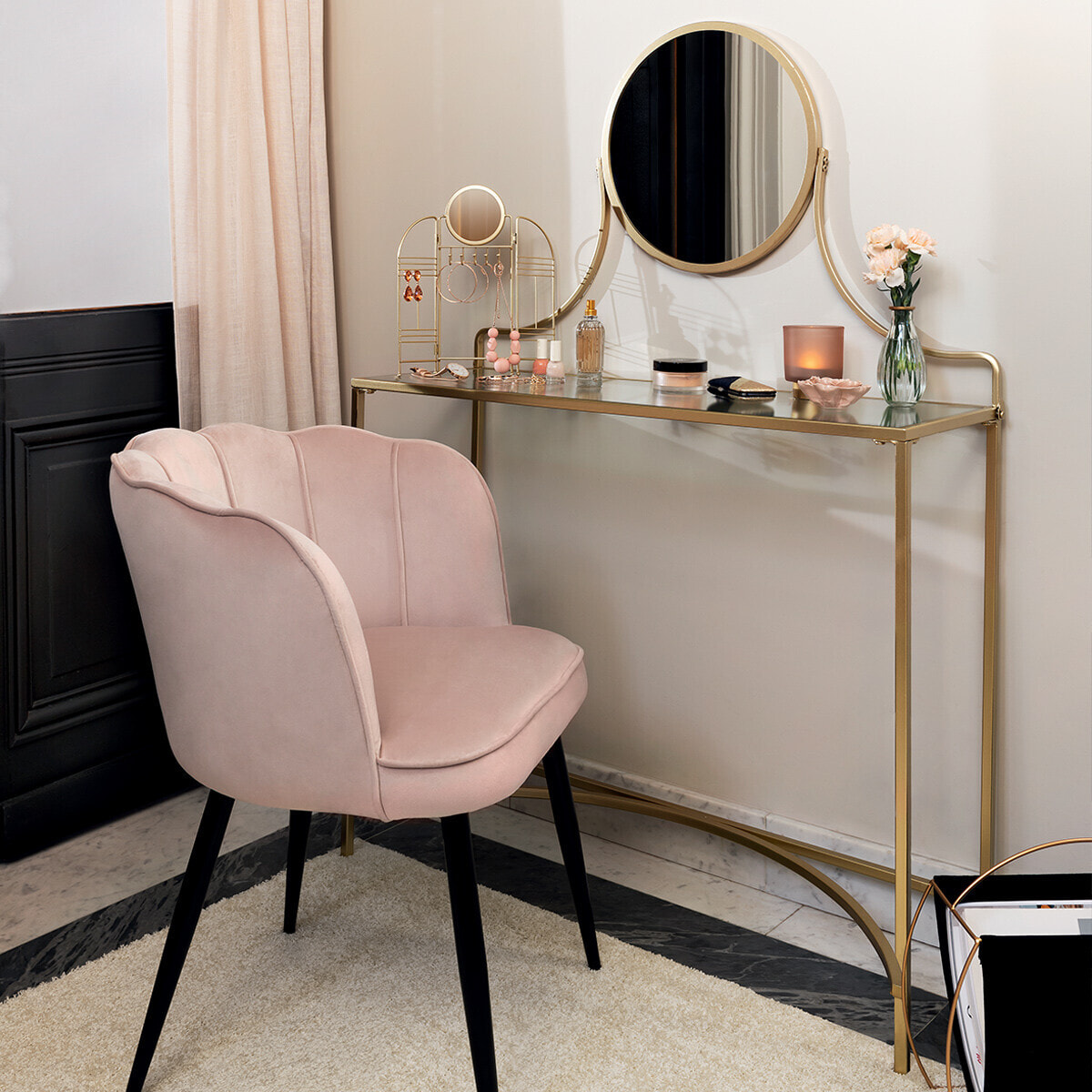 Coiffeuse "Artif" - doré - verre