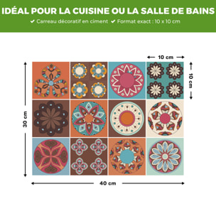 Stickers muraux - Sticker Mural Carrelage adhésif Cuisine Salle de Bain - 12 STICKERS CARRELAGES AZULEJOS OVIEDO