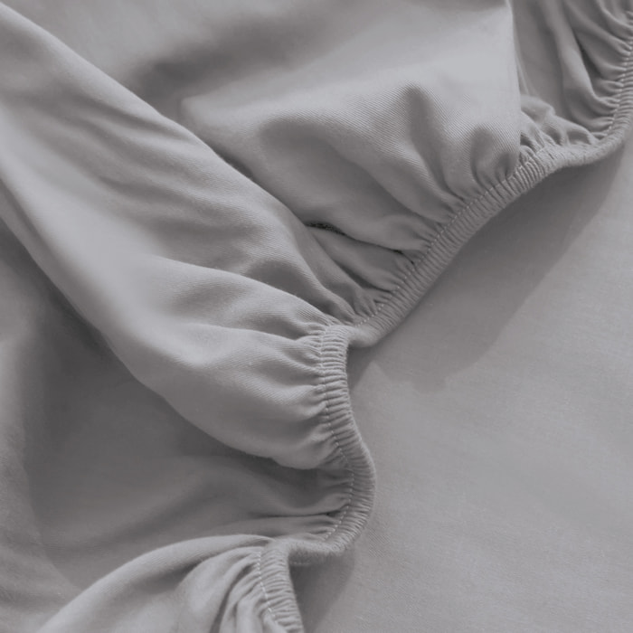LENZUOLO SOTTO CON ANGOLI PER LETTO MATRIMONIALE IN JERSEY DI COTONE GRIGIO