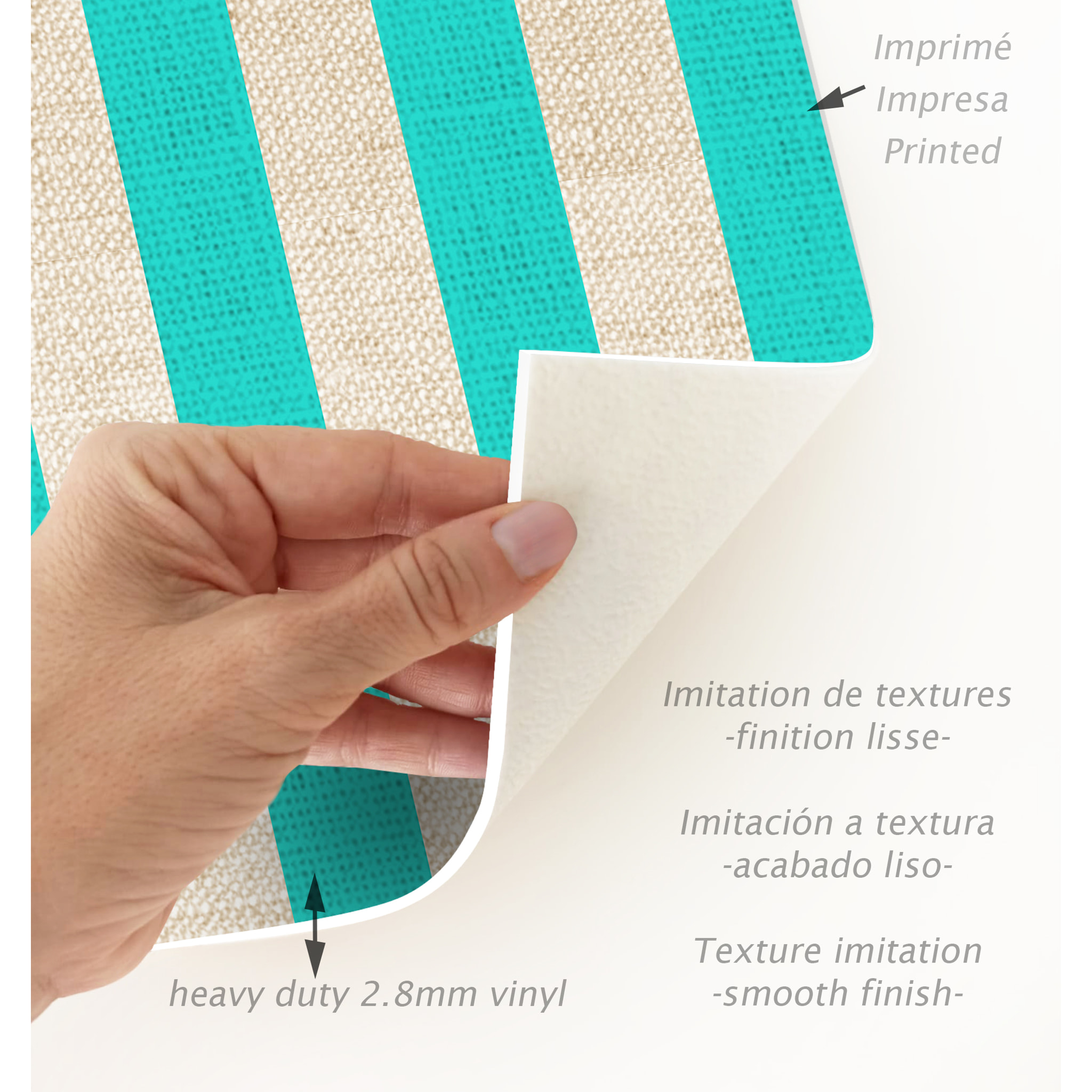 Alfombra de vinilo Dynamic Turquesa 200x266 cm -PVC antideslizante, vinilica para cocina o salón, lavable, estilo abstracto