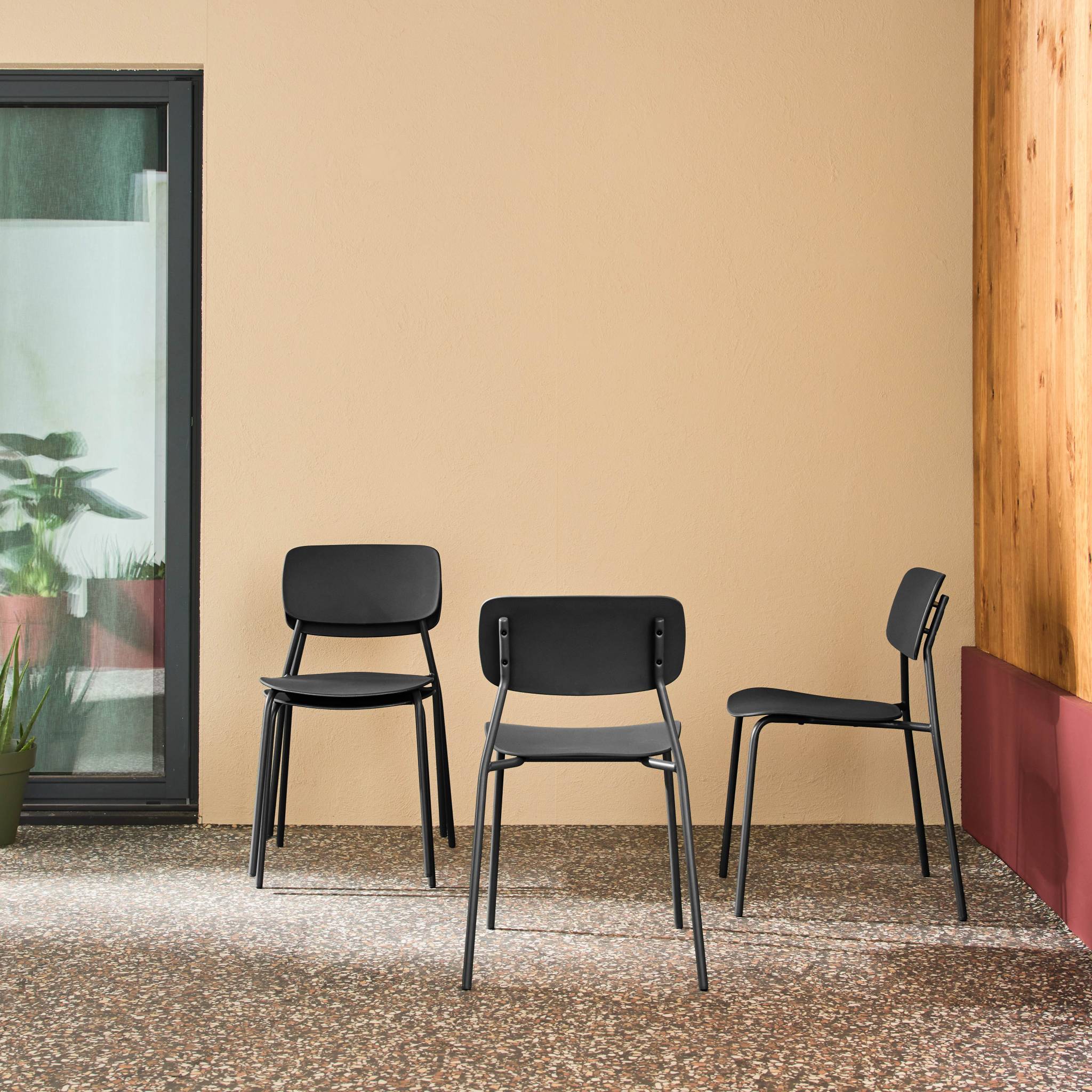 Chaise de jardin empilable acier et plastique (lot de 4) LIVA