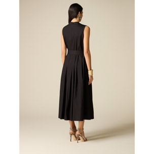 Oltre - Vestido flare en popelín de algodón - Negro