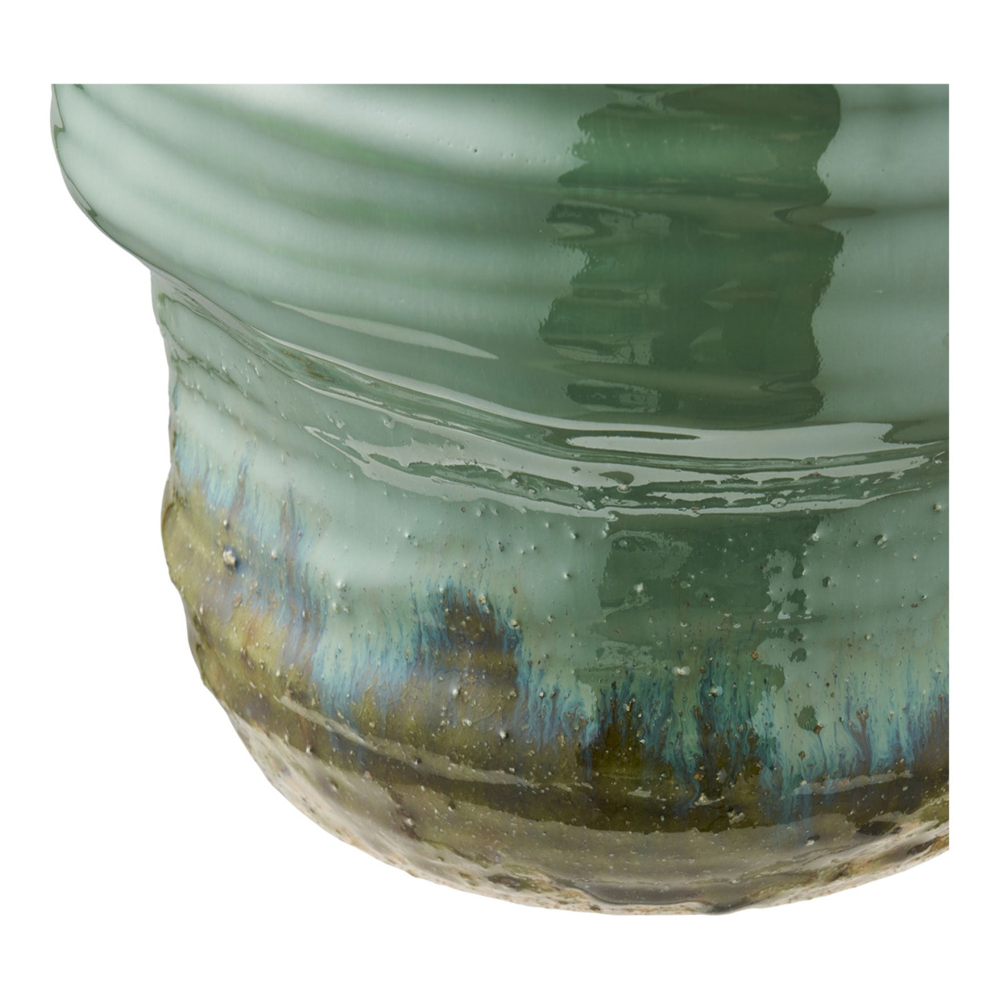 Vaso in ceramica verde con costolature ø22×34,5 cm