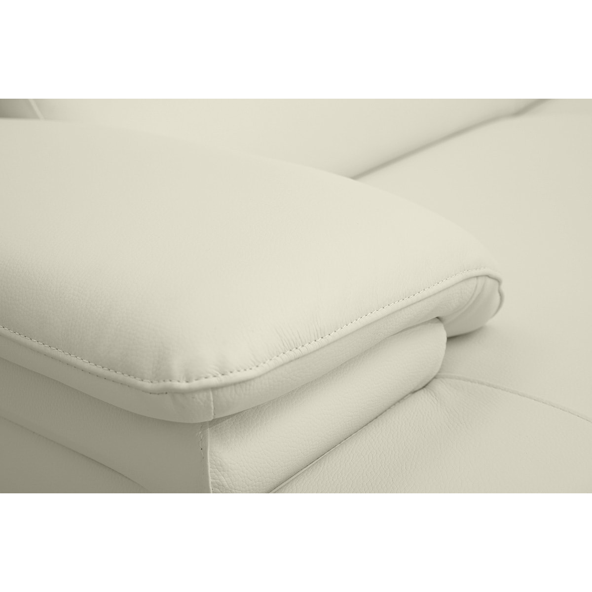 Canapé design avec têtières ajustables 3 places cuir blanc et acier chromé EWING