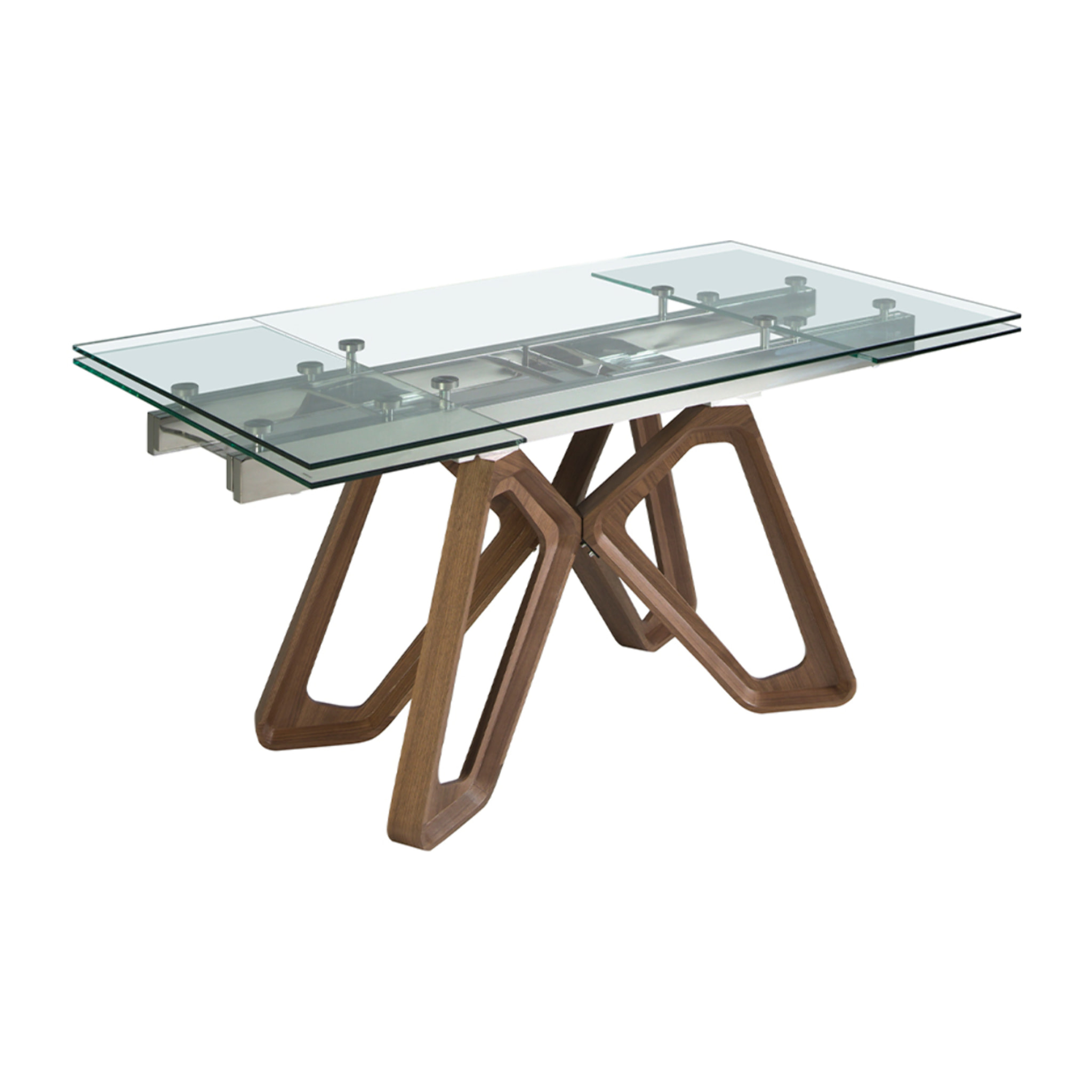 Mesa comedor extensible rectangular con tapa de cristal templado 160x90x76cm