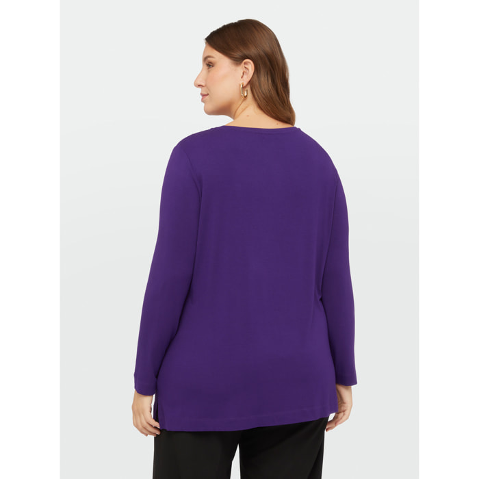 Fiorella Rubino - Camiseta de viscosa LENZING™ ECOVERO™ con bordado - Violeta