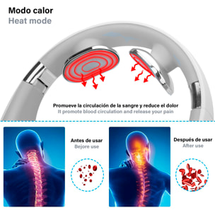 Masajeador de cuello inteligente con auriculares Bluetooth 5.2. Mando a distancia.