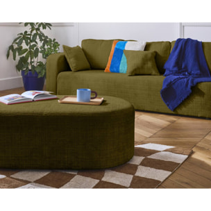 Miro - canapé droit 3 places - convertible avec coffre - en velours texturé - Vert Olive