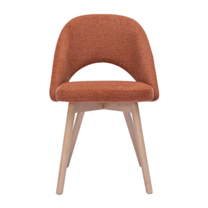 Chaises scandinaves en tissu effet velours texturé terre brûlée et bois clair (lot de 2) COSETTE